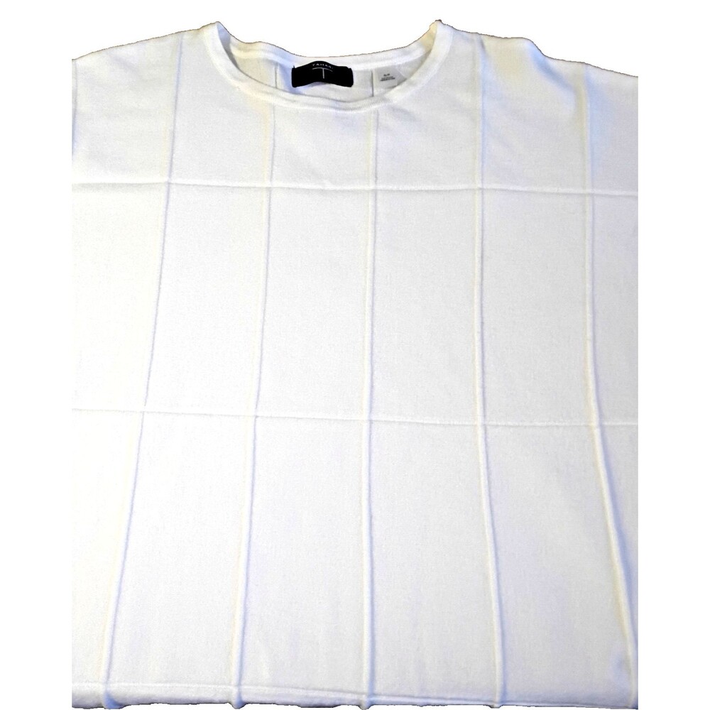 TAHARI Womens Size S/P Long Sleeve Windowpane Lightweight Grid Sweater White - Picture 4 of 10